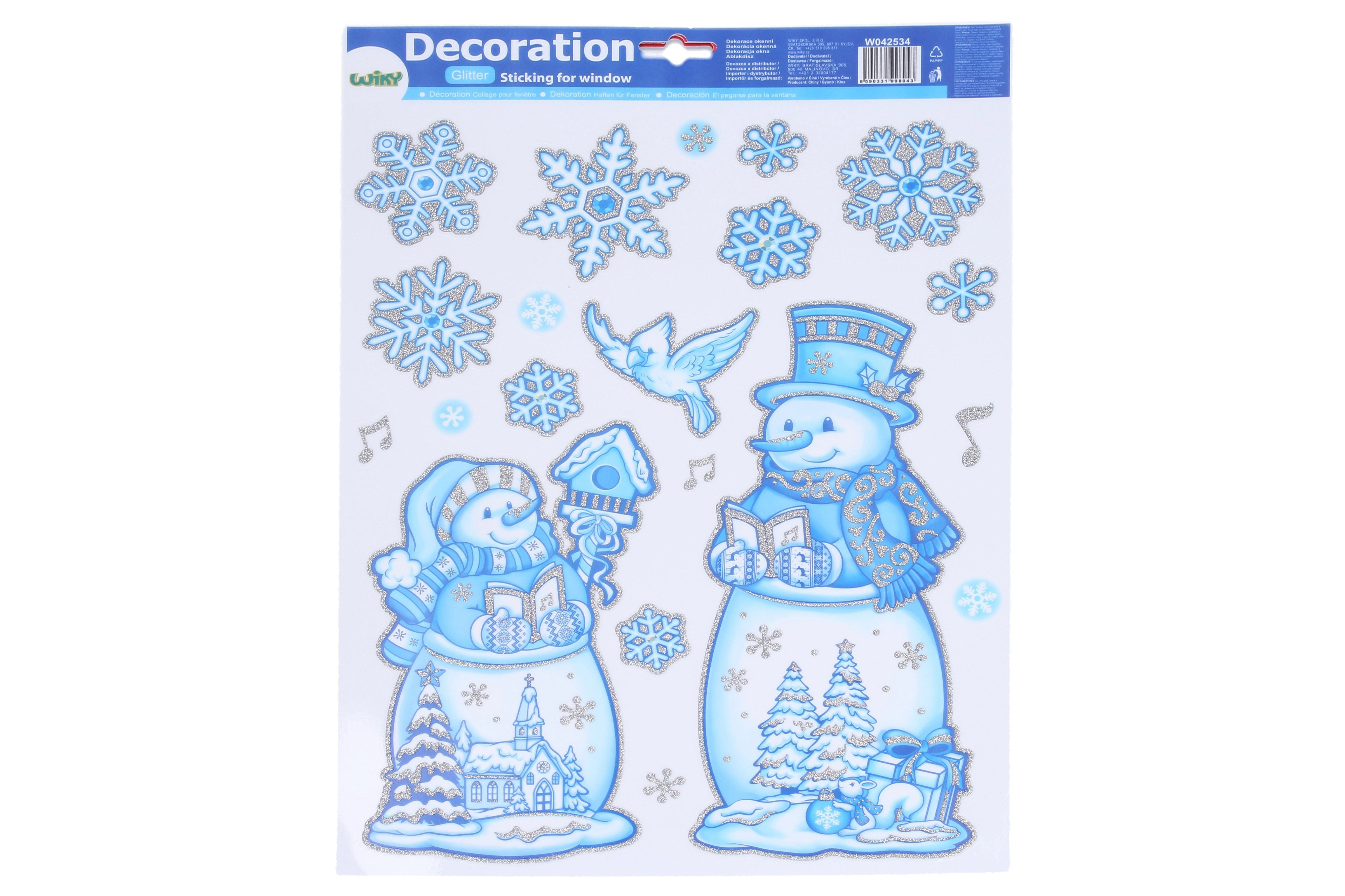 Decoração de janela 41x29 cm bonecos de neve natal