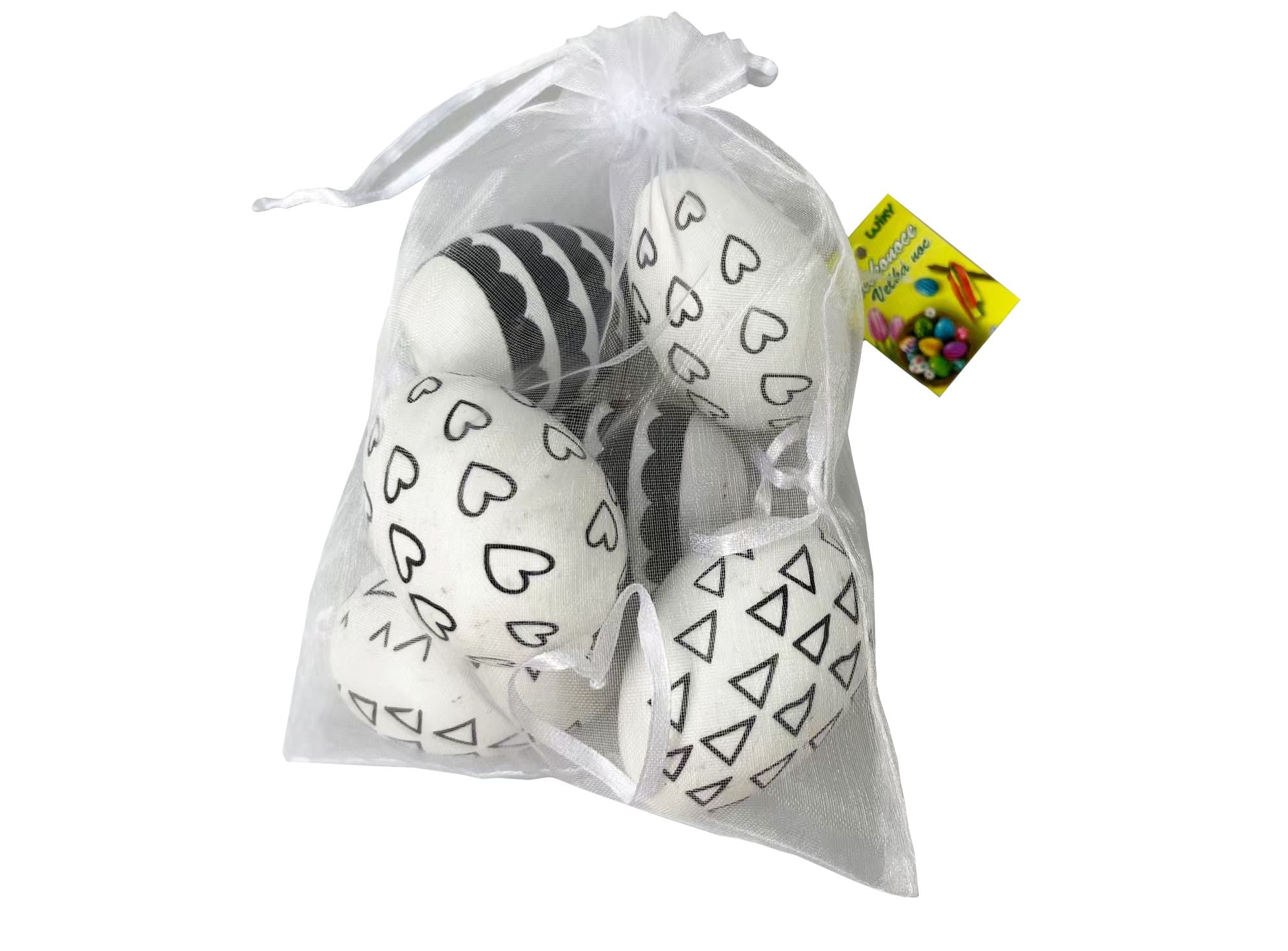 Decorative Plastic Egg Black And White 4x6 Cm 6 Pcs.
