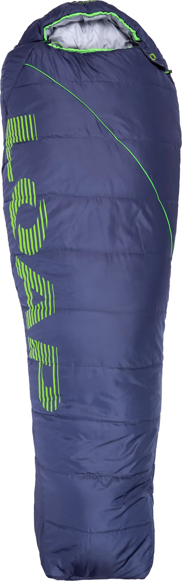 Saco de dormir para múmia com zíper azul escuro e verde azul l-esquerdo