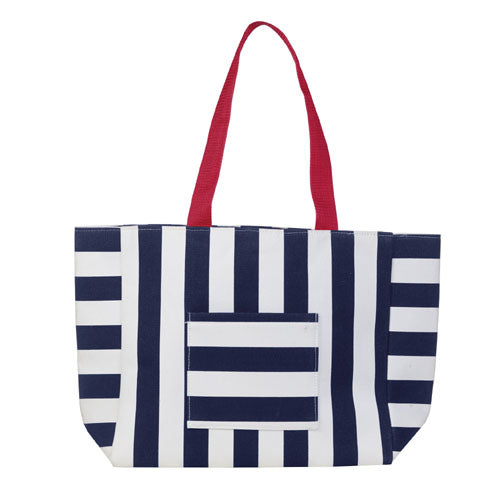 Beco Beach Bag | Canvas | Mörkblå/vit | Ca. 38x34x15 cm**