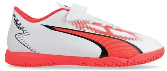 Dziecięce buty halowe Puma Jr Ultra Play It V Biało-czarno-ognisty Orchid White