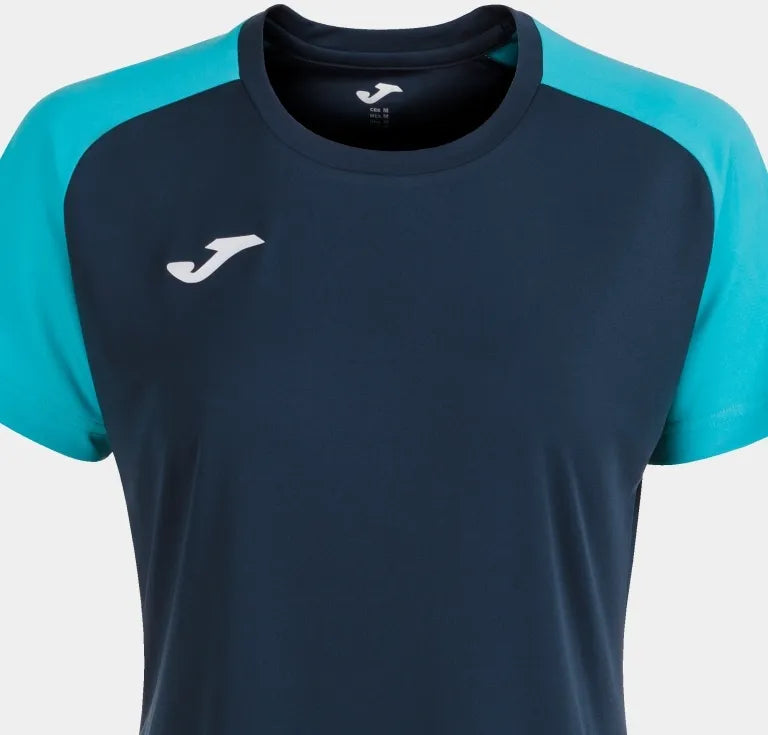 Camiseta feminina joma academy iv azul marinho-fluor turq l