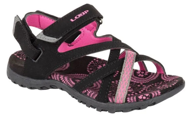 Buail sandals leanaí caipa jr dubh 29