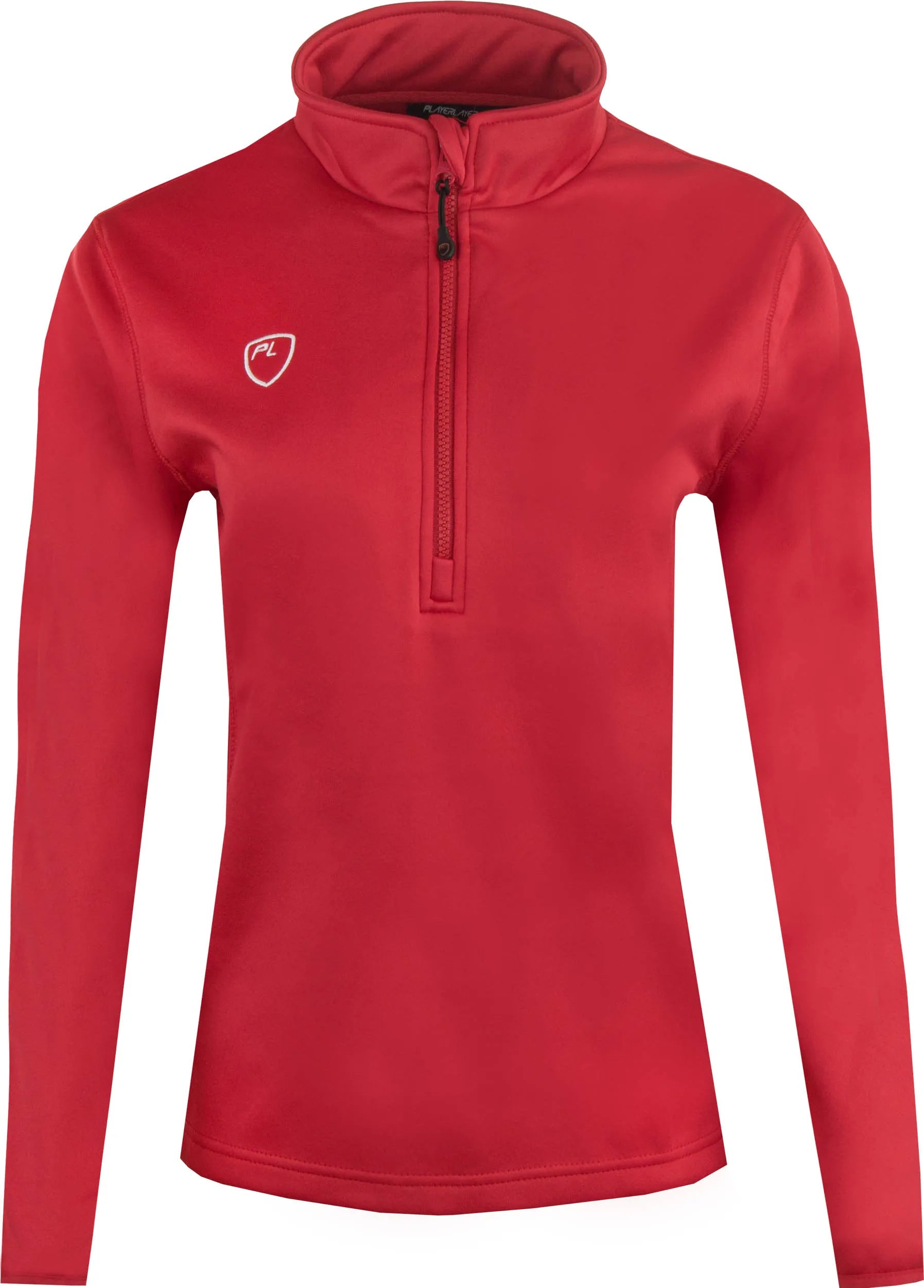 Playerlayer-Sweatshirt mit 1/4-Reißverschluss für Damen in Scharlachrot