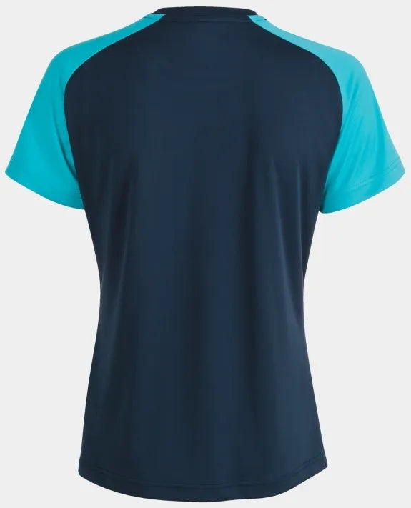 Camiseta feminina joma academy iv azul marinho-fluor turq 2xl
