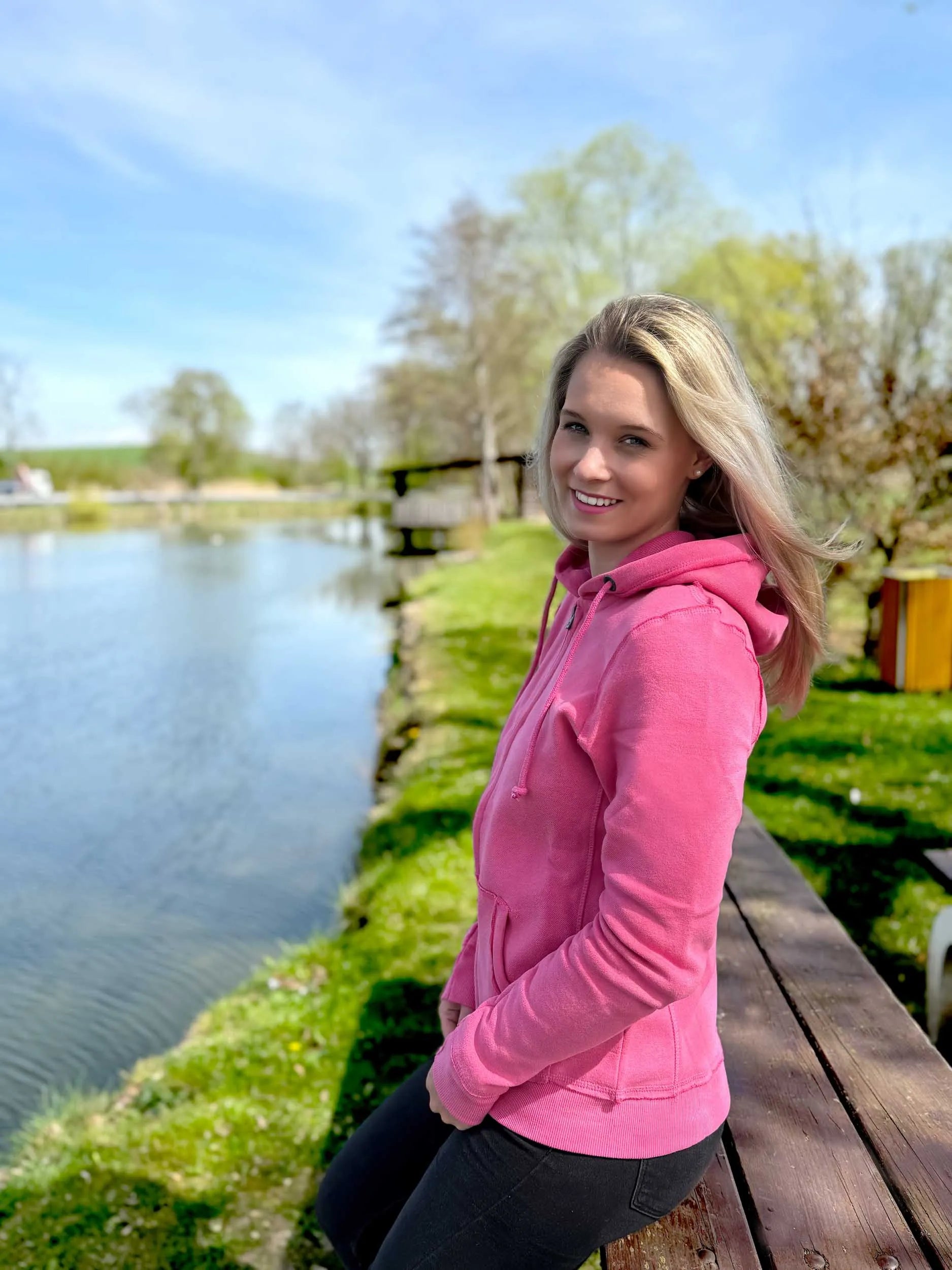 Dámská mikina James & Nicholson Vintage Hoody Pink