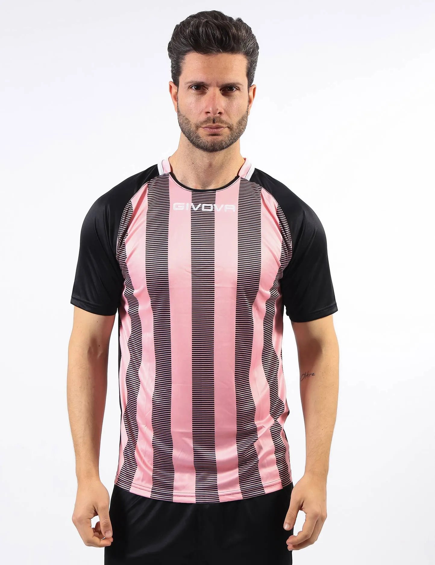 Sports T-shirt Givova Rugby Pink-sort Pink