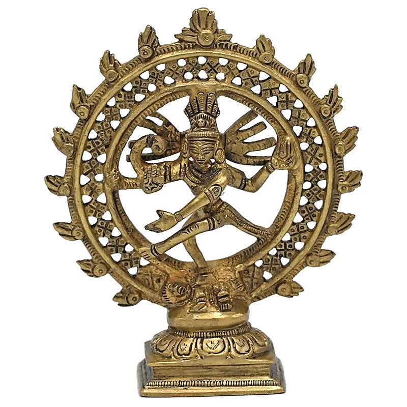 Shiva Nataraj Messing-Doppelring goldfarben – 436 g; 15 cm