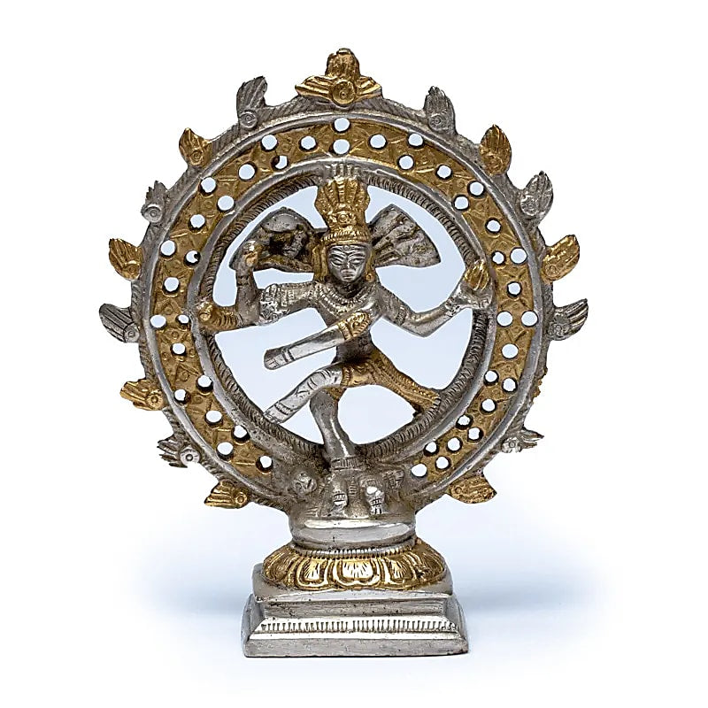 Podwójny mosiężny pierścień Shiva Nataraj, dwukolorowy - 436 G; 15 cm
