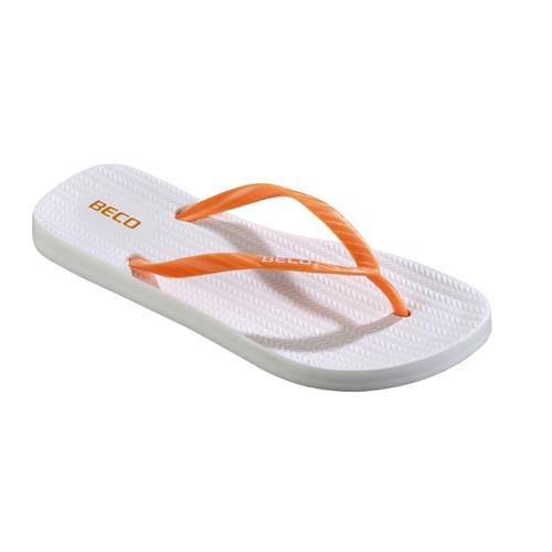 Beco Damen Flip-Flops Sunshine | Weiß/Orange