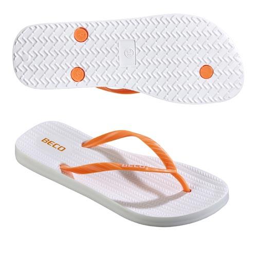 Beco Damen Flip-Flops Sunshine | Weiß/Orange