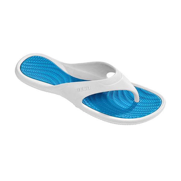 Beco Damen Flip-Flops | Weiß/Türkis