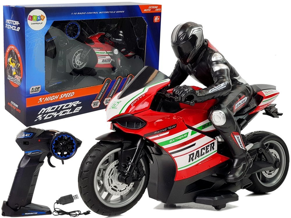Sports Motorcycle 2.4g Remote Controlled Racer Range 35m Red