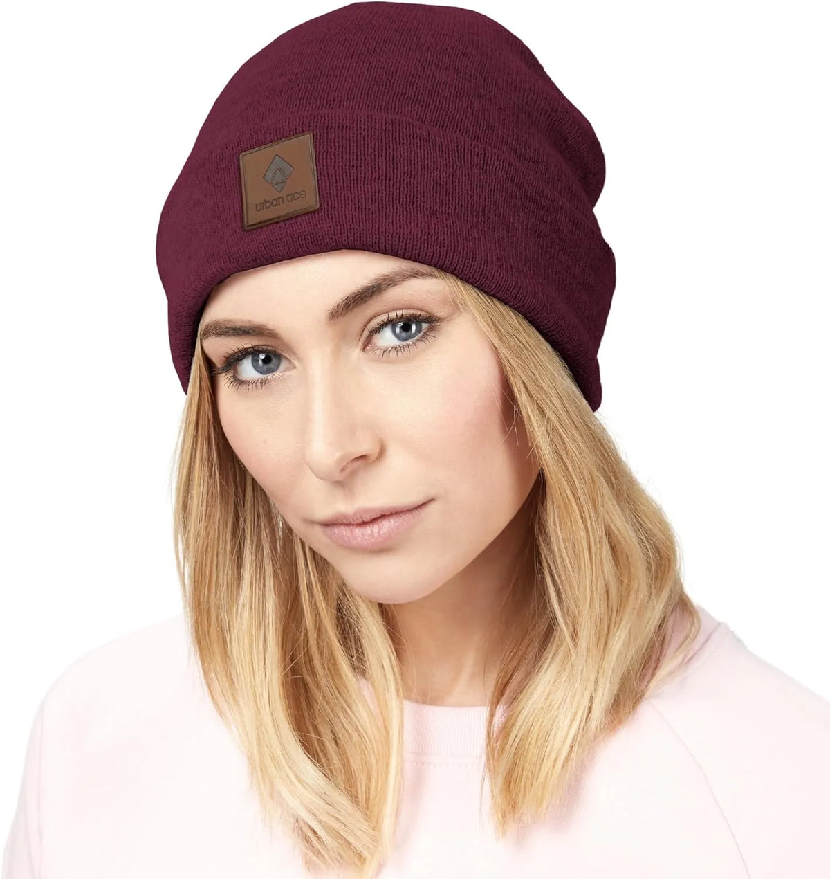 Chapeaux d'hiver Urban Ace Bonnets à manchette unisexe Ruby Burgundy
