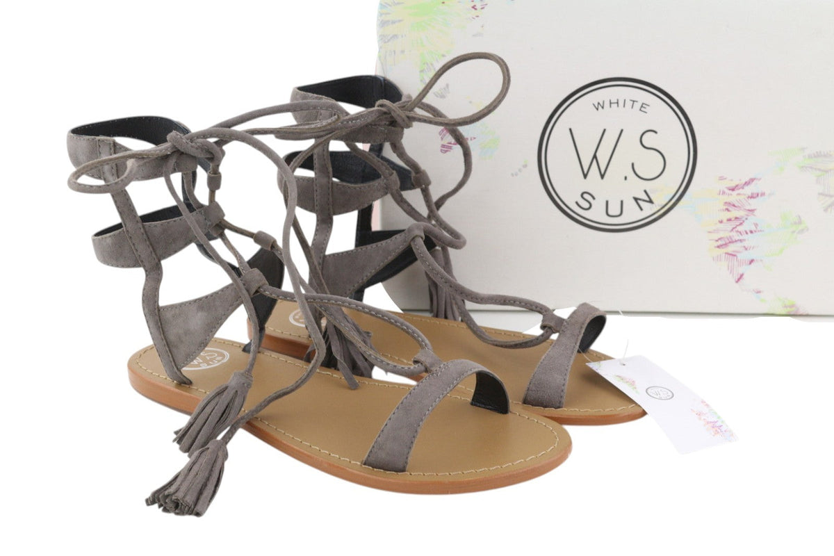 Grey Leather Sandals