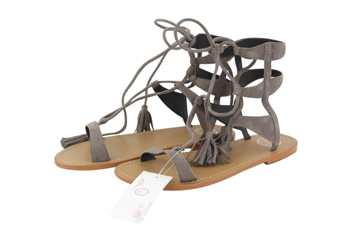 Grey Leather Sandals