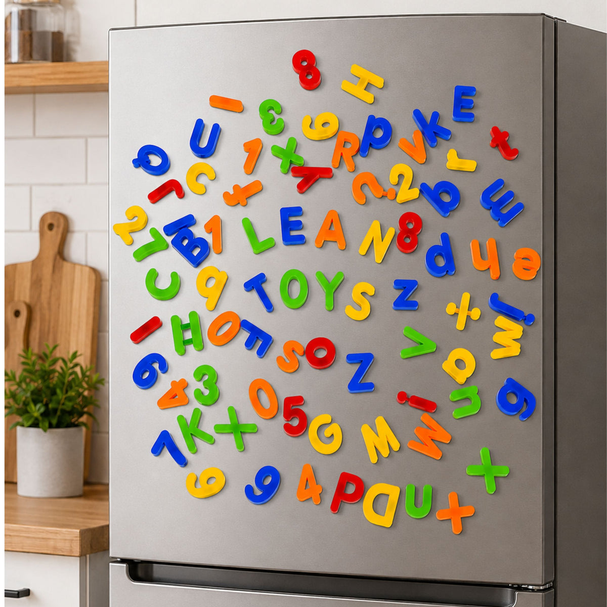 Magnetische letters en cijfers in een potalfabet van 78 elementen