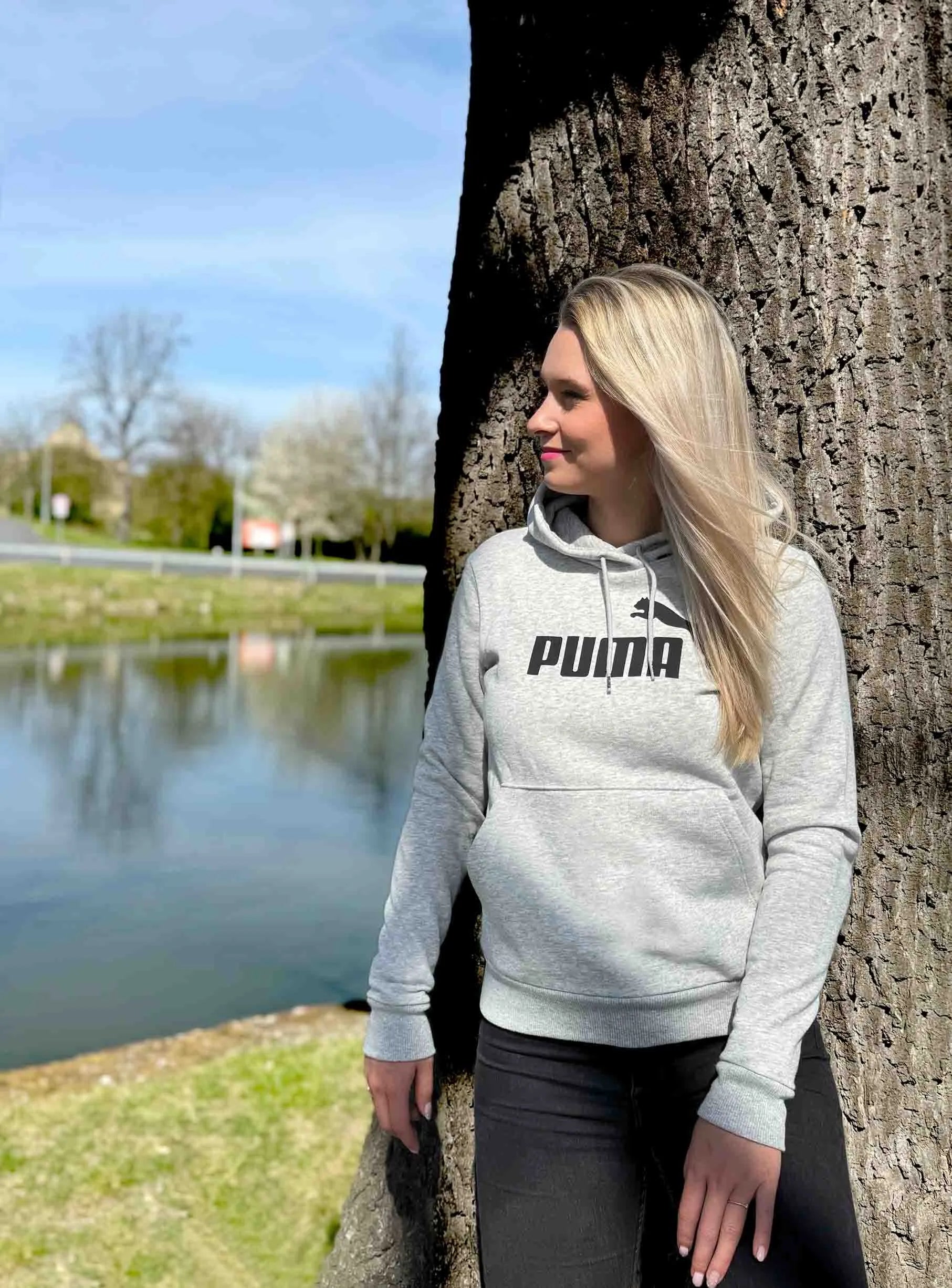 Damen Puma Hoody Grau