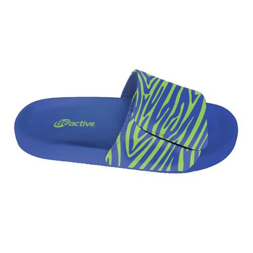 Beco Damen-Slides Zebra Vibes | Blau/grün