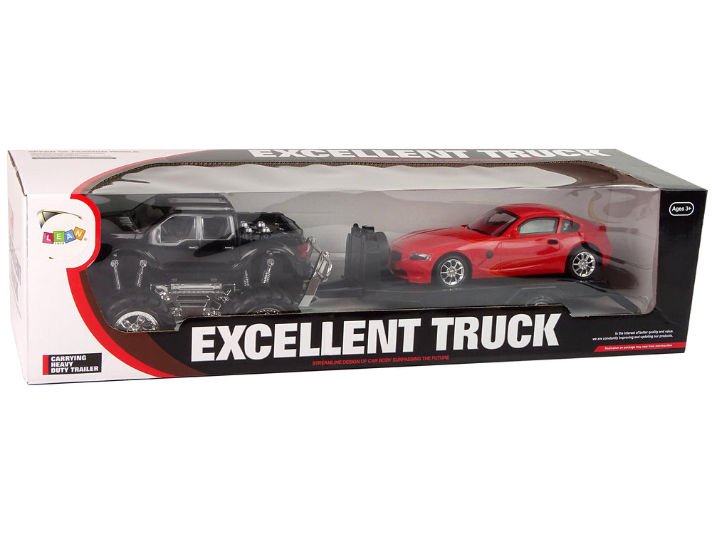Set Of Vehicles Black Monster Truck White Caravan 58 Cm