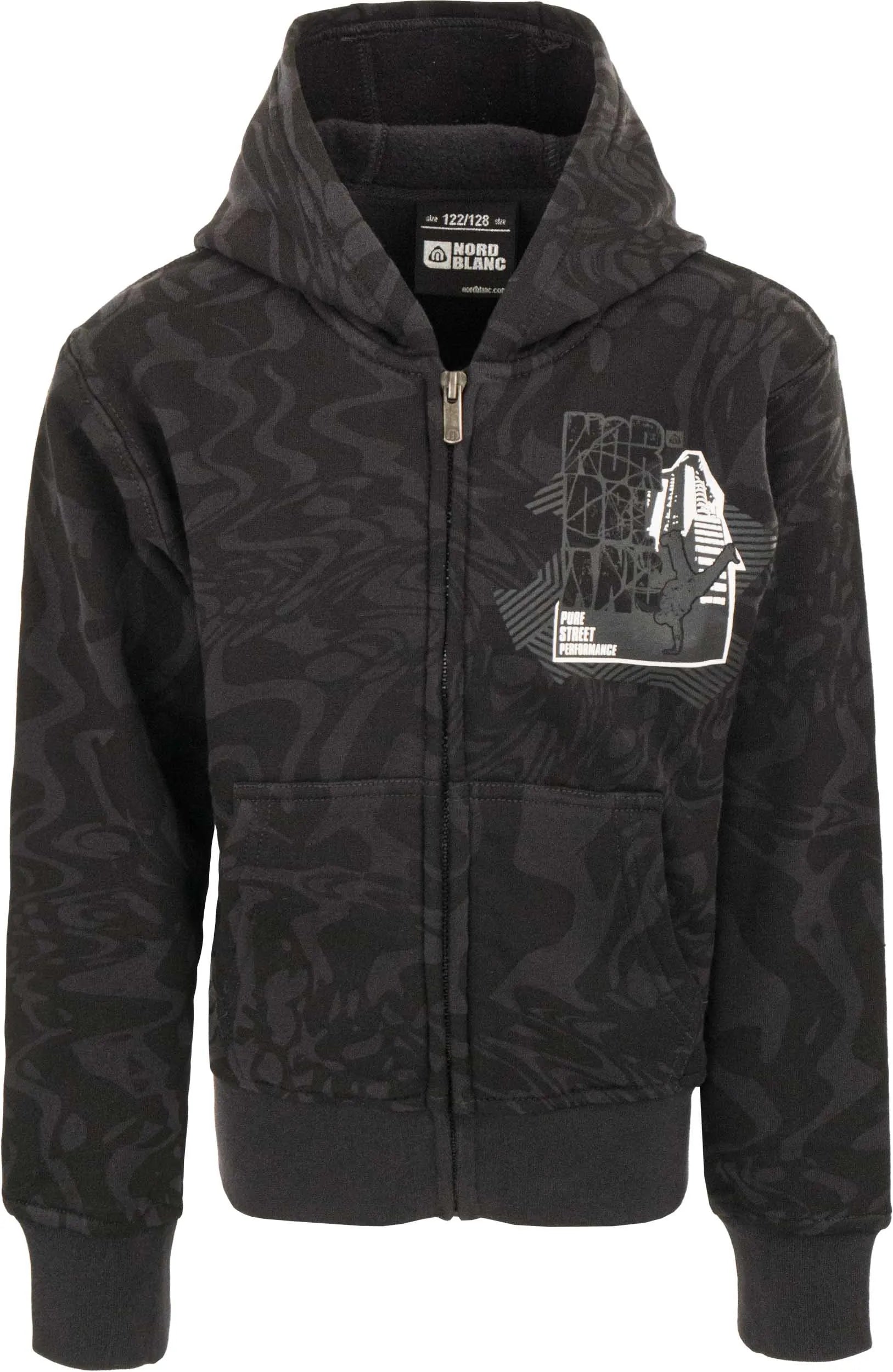 Felpa con cappuccio e zip Nordblanc per bambini Nera