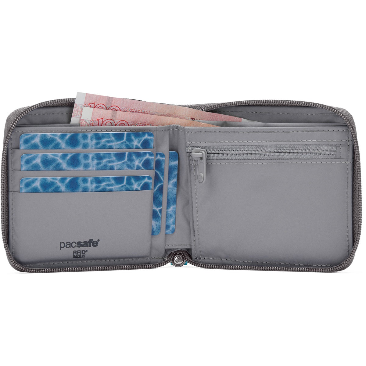 Pacsafe Rfidsafe Zip Around Wallet Stone