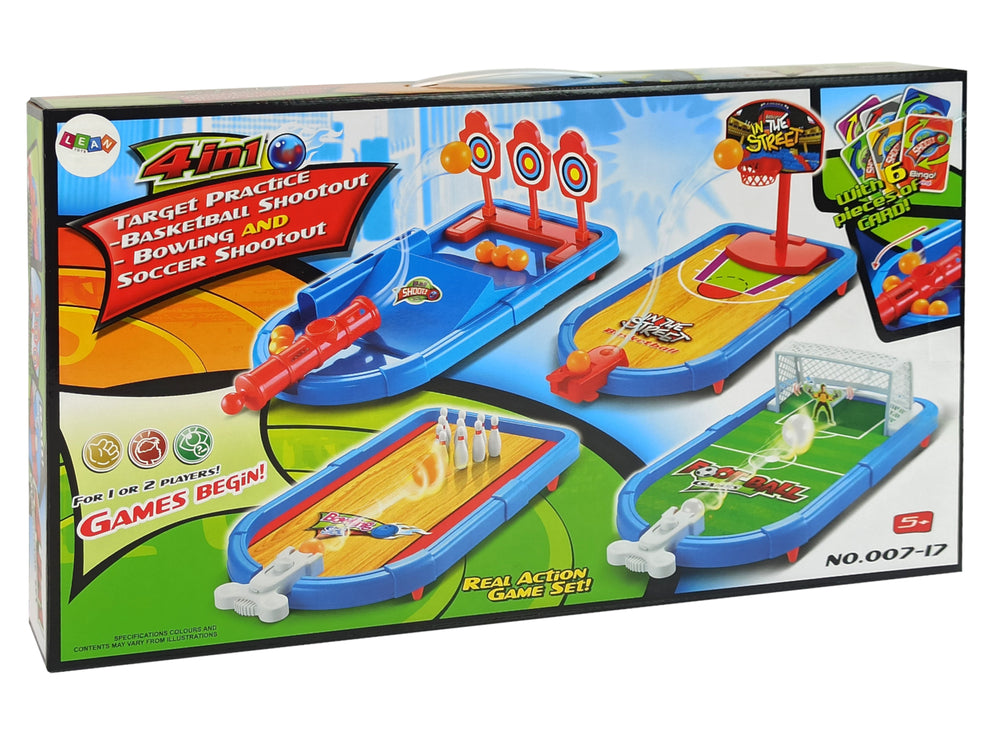 Set Of 4-in-1 Arcade Games Basketball Football Shield Bowling Dart