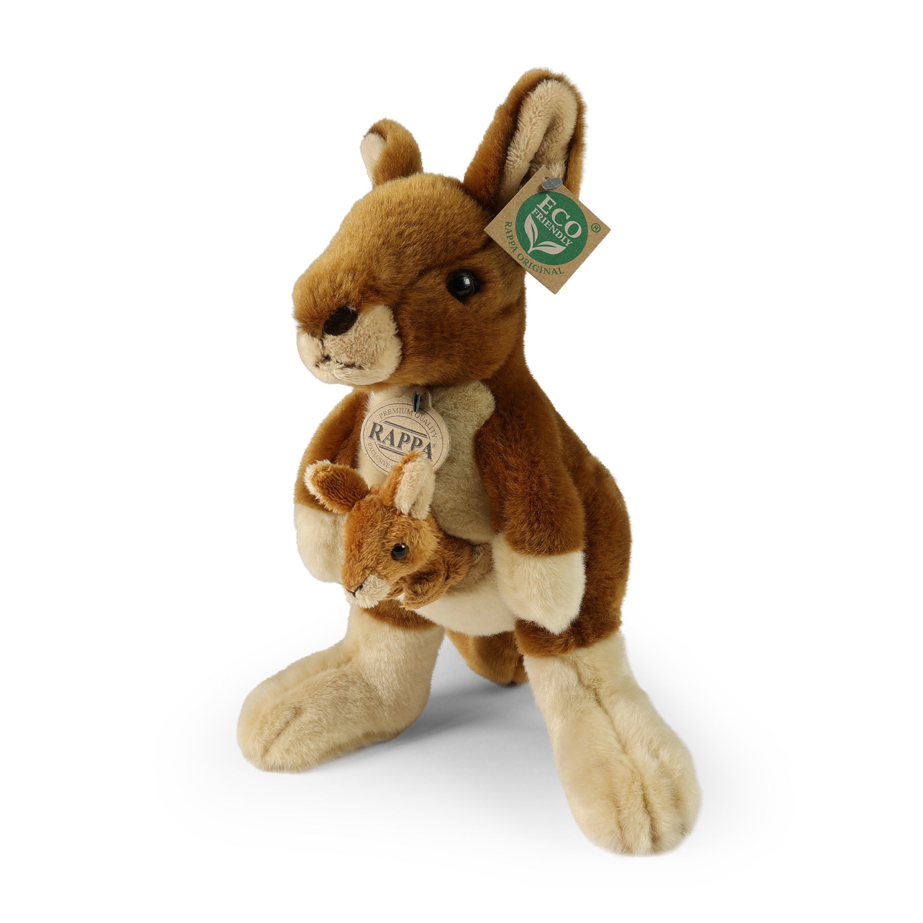 Plush Kangaroo With Cub 27cm Eco-friendly