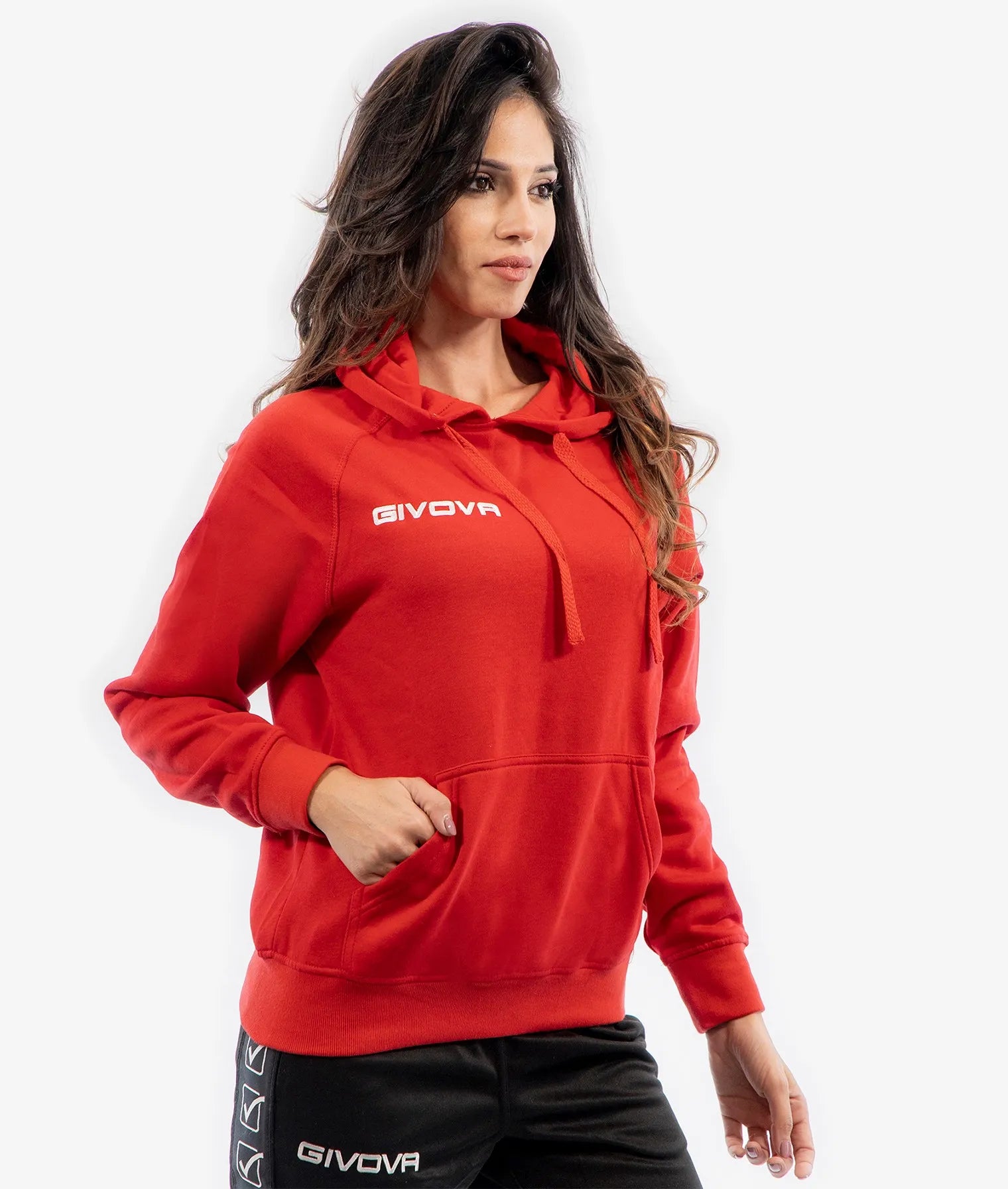 Cotton sweatshirt givova hoodie red - L