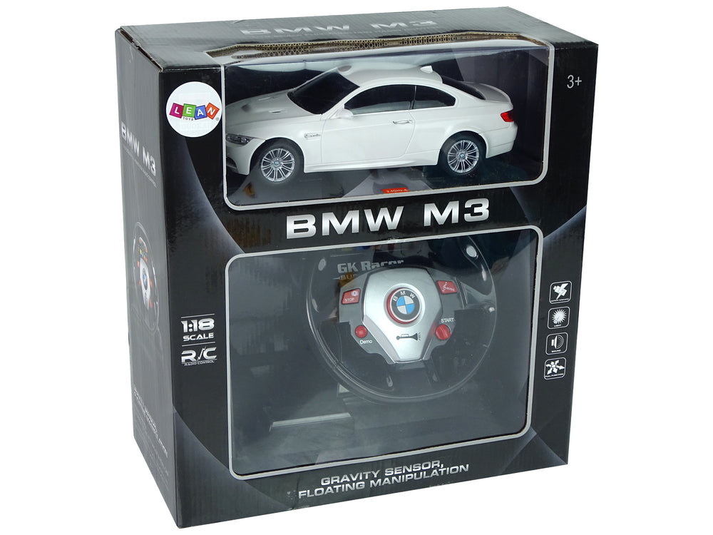 Távirányítós Bmw M3 fehér 2.4g Pilot Kormánykerék 1:18 Hangfények