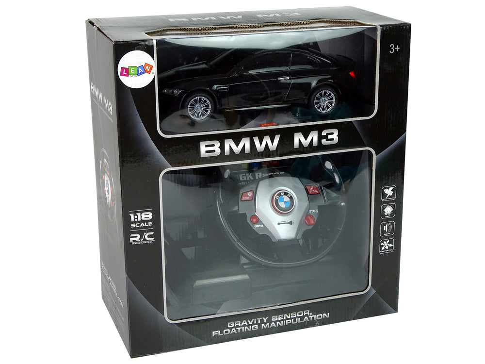 Remote Controlled Bmw M3 Black 2.4g Pilot Steering Wheel 1:18 Sound Lights