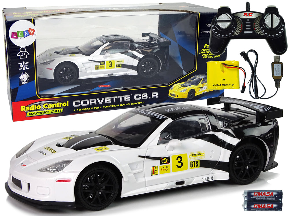 Racing Sports Car R/c 1:18 Corvette C6.r White 2.4 G Lights