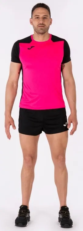Pánské tričko joma record ii fluor růžovo-černé m