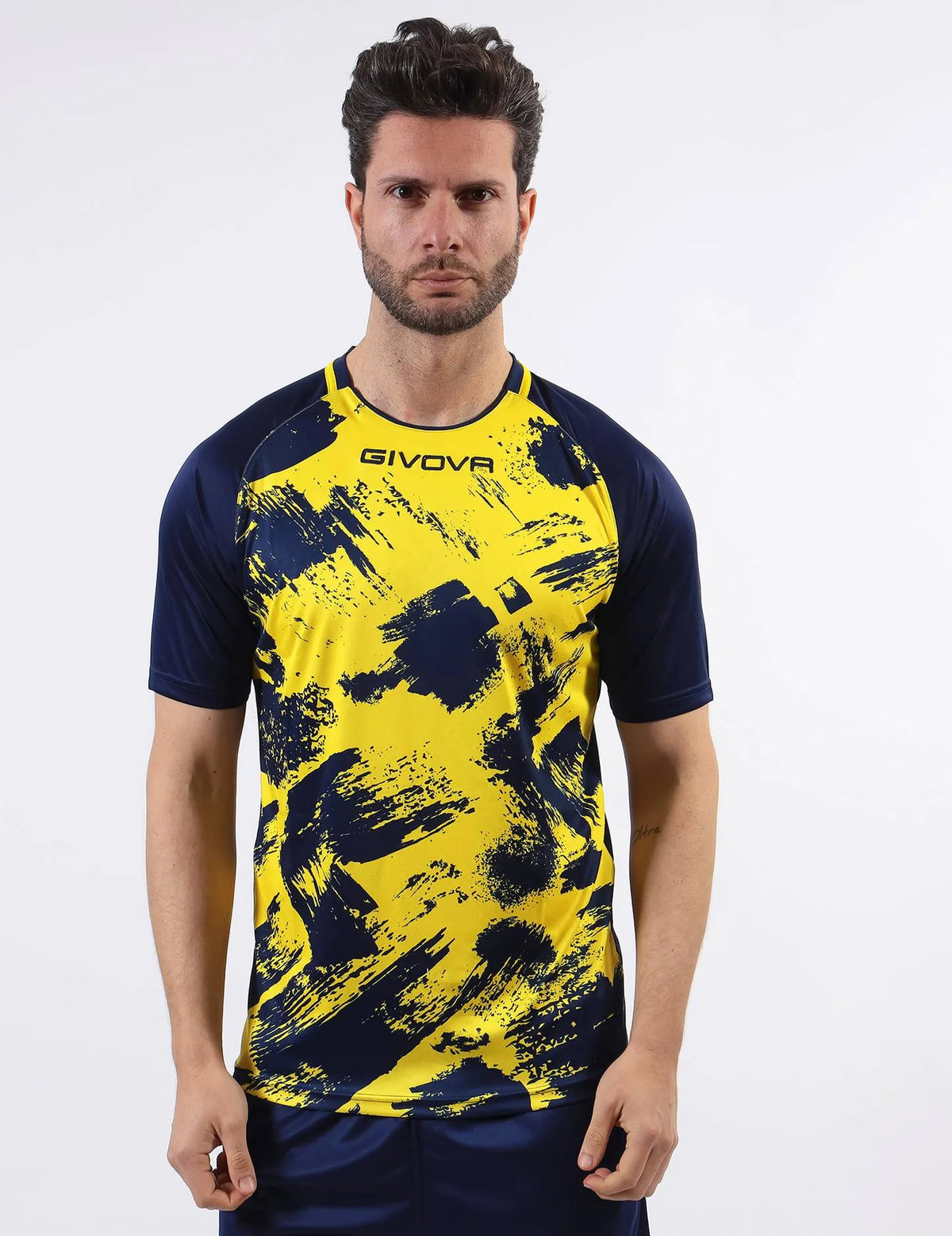 Camiseta esportiva Givova Art Interlock Fluo Yell-azul Amarelo