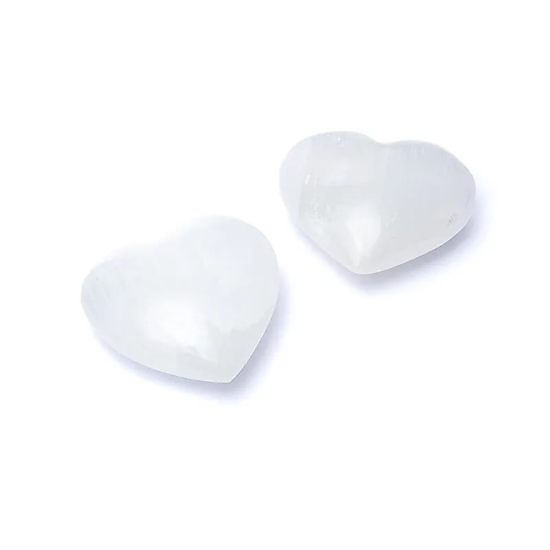 Bílý selenitový kámen Heart Worry Stone --balení 2ks - ±7cm