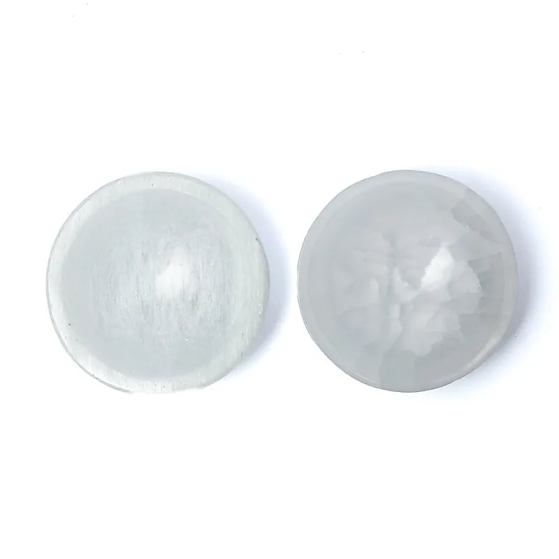 Runde Selenitschale – Packung mit 2 Stück – ±10 x 3,5 cm