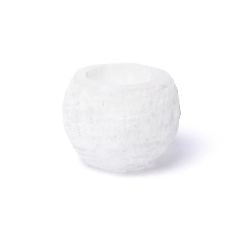 Selenit-Schneeball-Kerzenhalter – ±6 x 6 cm