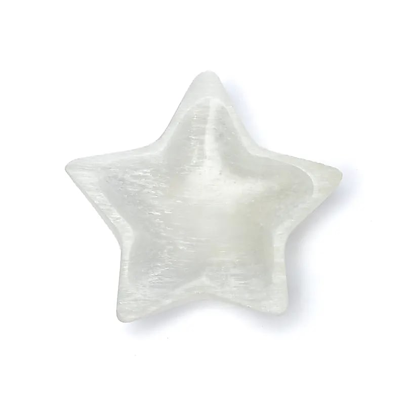 Selenit stjerneformet skål - ±10x2,5cm