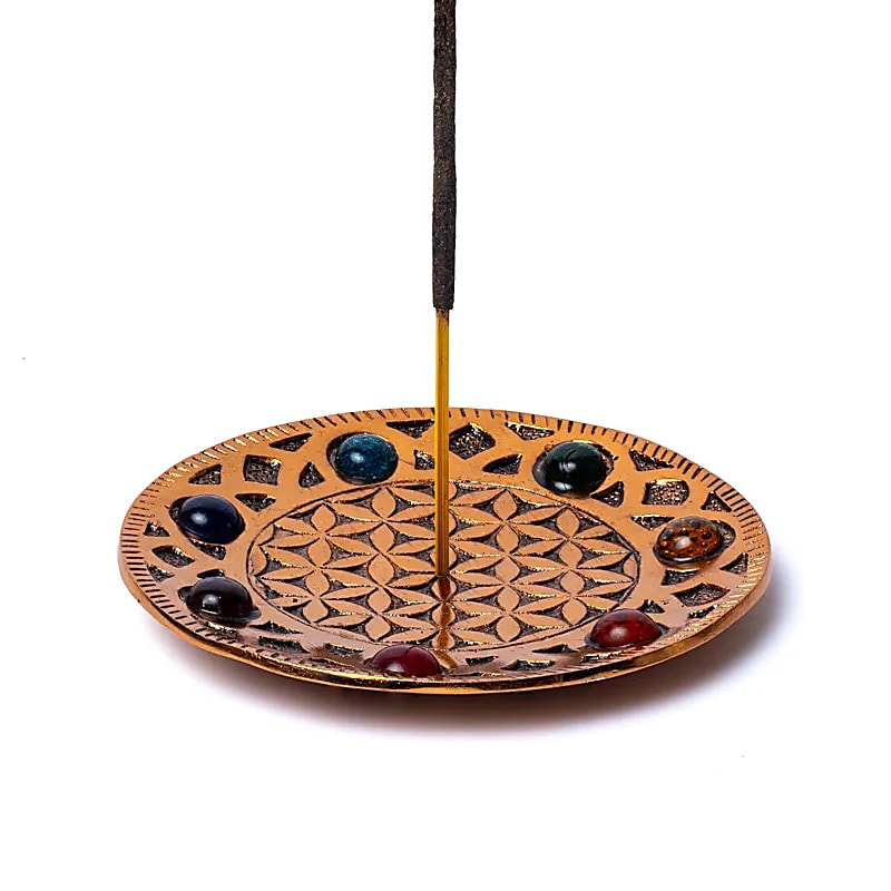 Stojan na vonné tyčinky Copper Finish Flower Of Life --balení 2ks - 11cm