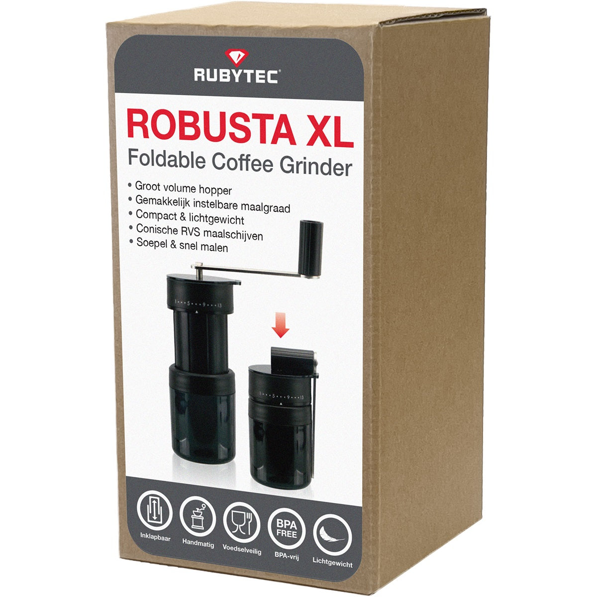Rubytec Robusta Xl Foldable Coffee Grinder Black