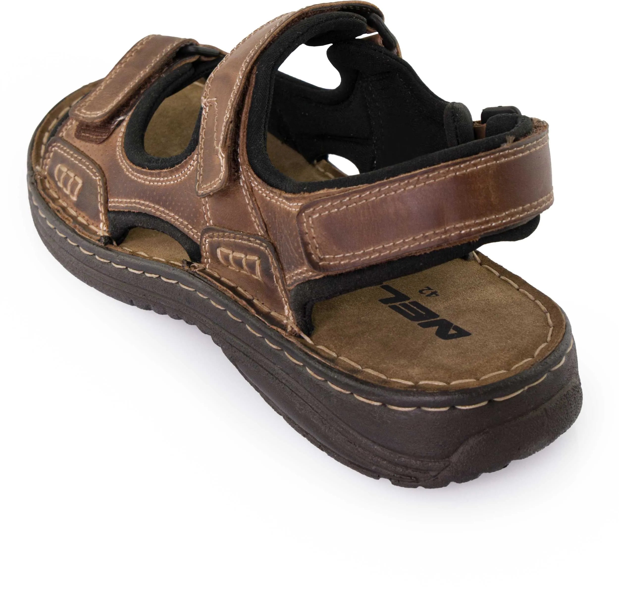 Leren herensandalen nell krijgt camelbruin 42