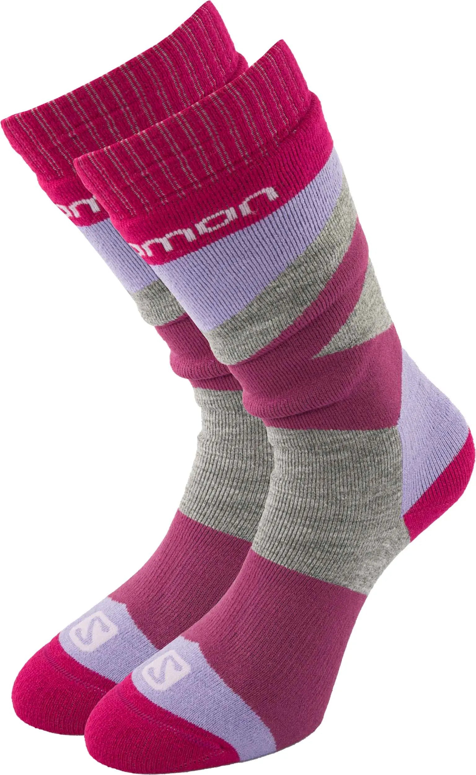 Salomon Jr Team Calcetines De Esquí Paquete De 2 Violeta/Gris Rosa