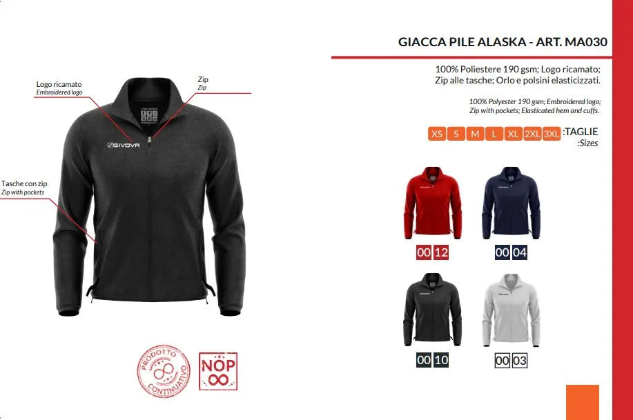 Sweat Polaire Givova Alaska Bleu Bleu