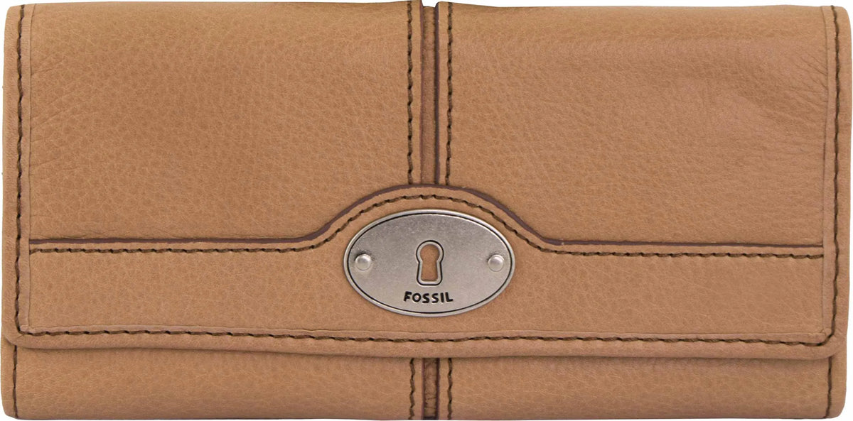 Portofel de damă Portofel din piele fosilă Maddox Flap Clutch Camel Beige