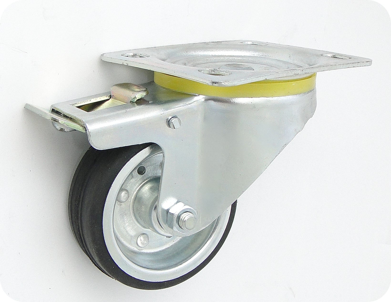 Metal-rubber Wheel 80mm Steering Housing + 6h Brake