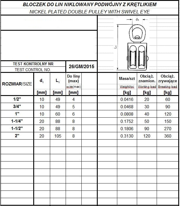 Double Nickel-plated Rope Pulley 1'