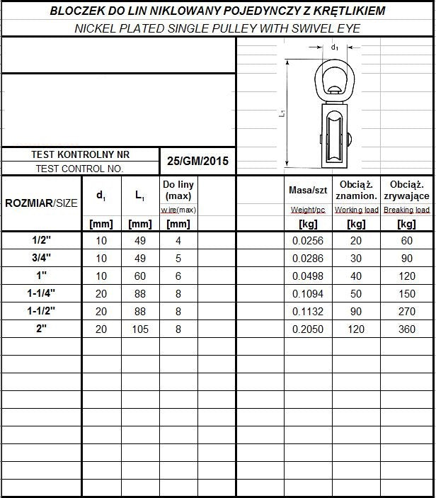 Single Nickel Plated Rope Pulley 1-1/2'