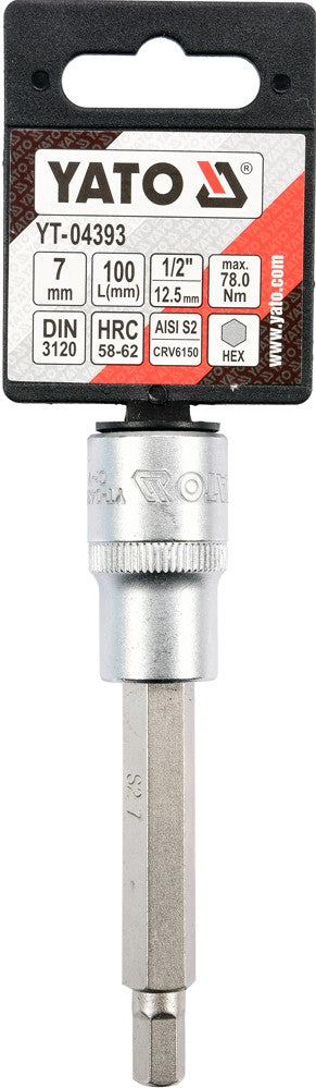 Clé à tige hexagonale 1/2'' 7 mm L100 mm