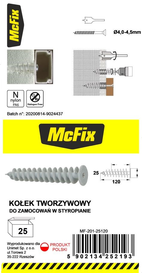 Fixation d'isolation Dollar 25*120mm Nylon