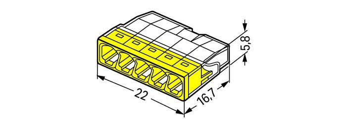 Conector Rápido Wago 2273-205 5x0,5-2,5 Mm2 Amarelo 5 Unidades